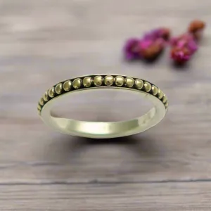 Thin Simple Silver Dotted Band - Evening Light.