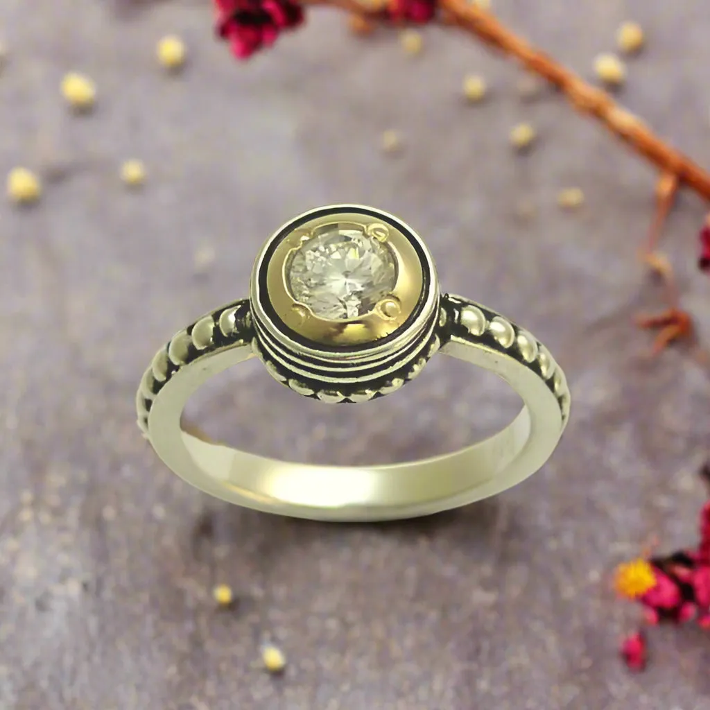 Thin Simple Silver Dotted Band - Evening Light.