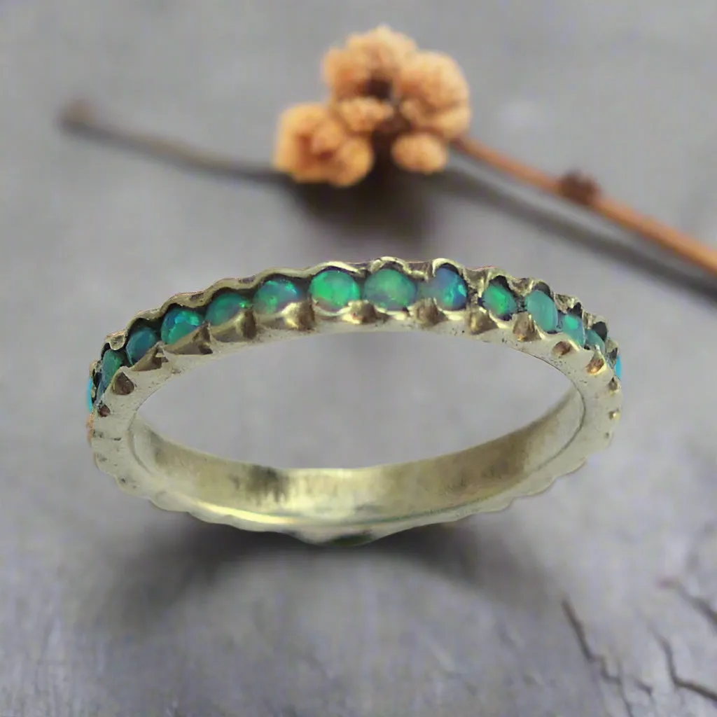 Thin Simple Silver Dotted Band - Evening Light.