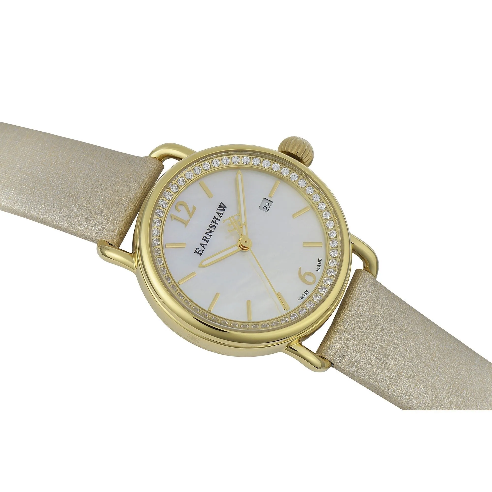 Thomas Earnshaw Investigator 3 Hands Date Gold Cream