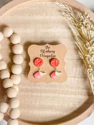 Tie Dye WV   Orange Druzy Studs