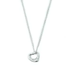 Tiffany & Co Elsa Peretti Open Heart 11mm Pendant Sterling Silver Necklace  - 16"