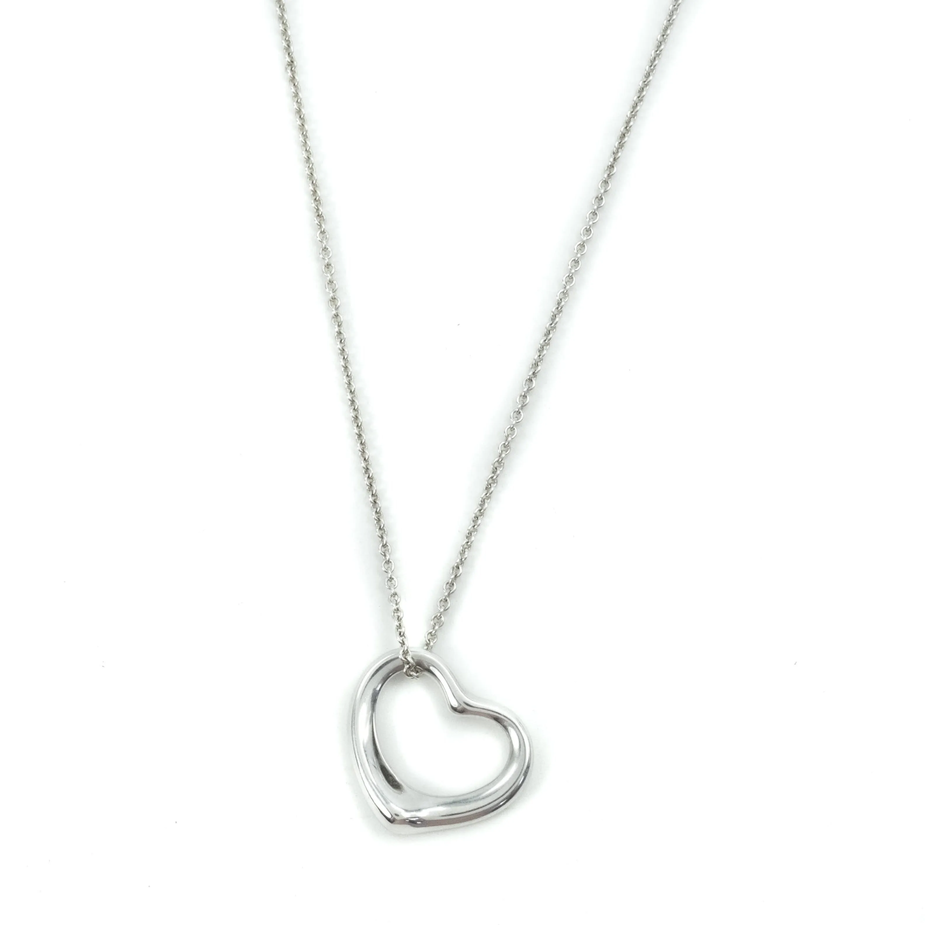 Tiffany & Co Elsa Peretti Open Heart 22mm Pendant Sterling Silver Necklace - 16"