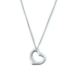 Tiffany & Co Elsa Peretti Open Heart 22mm Pendant Sterling Silver Necklace - 16"