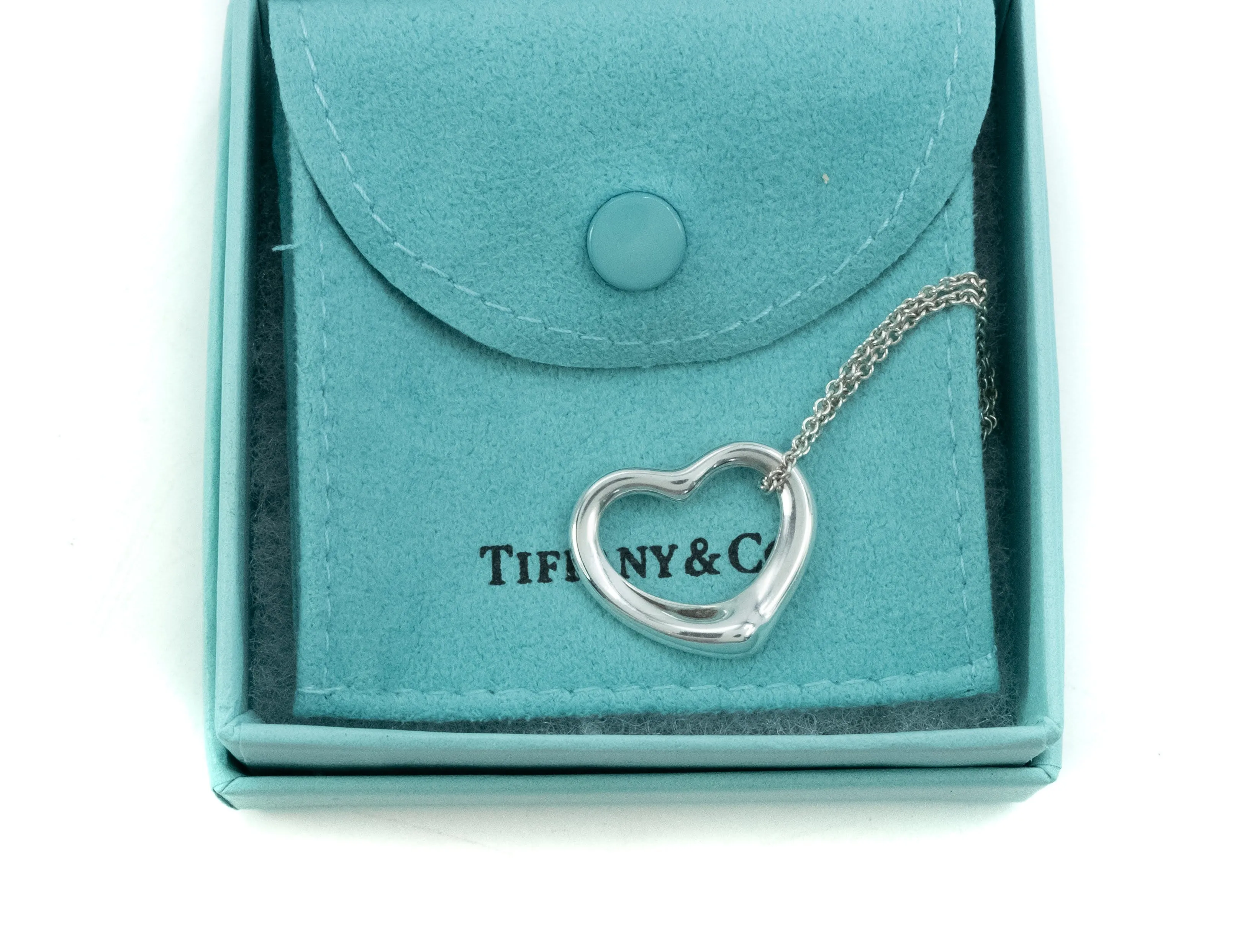 Tiffany & Co Elsa Peretti Open Heart 22mm Pendant Sterling Silver Necklace - 16"