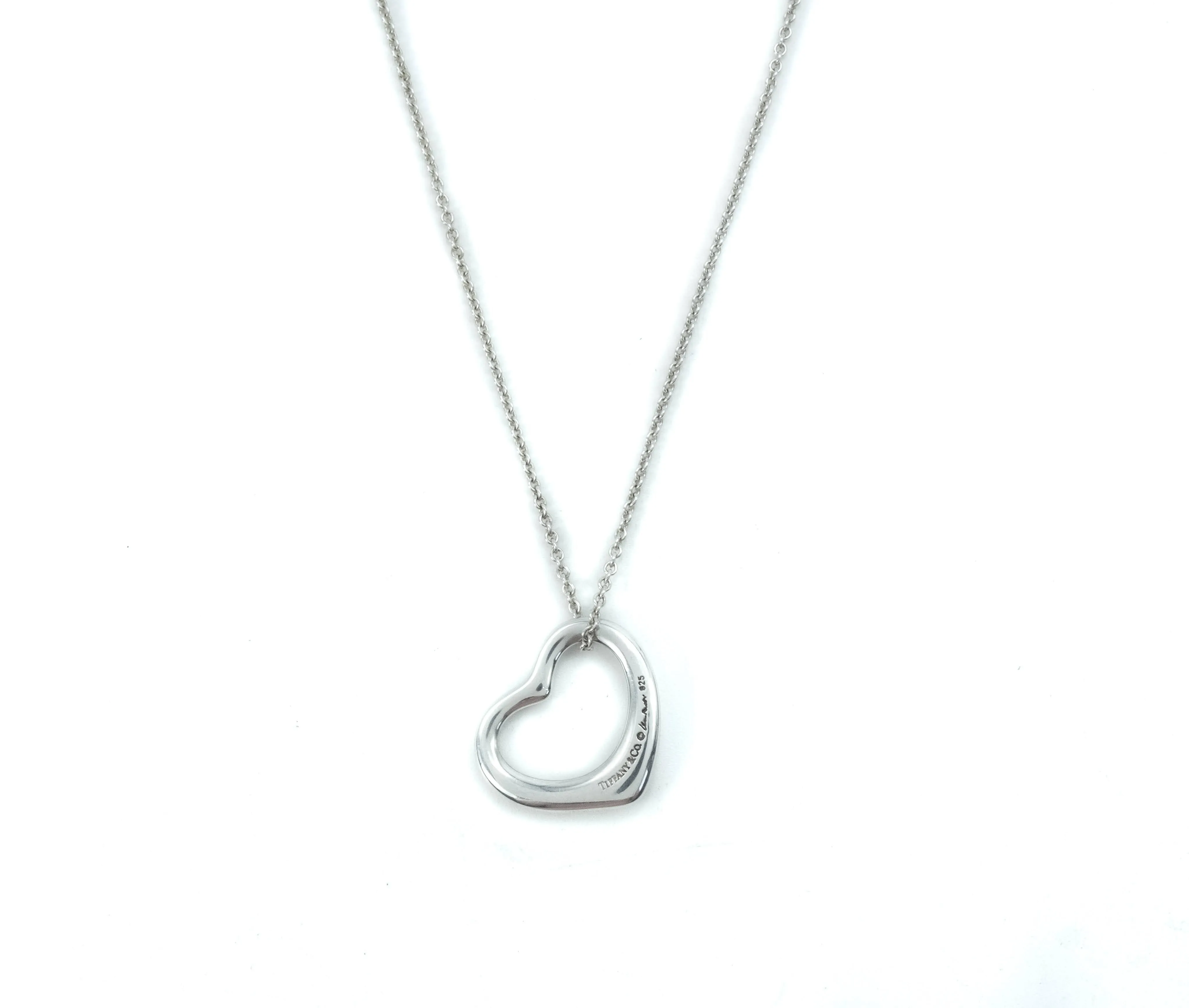 Tiffany & Co Elsa Peretti Open Heart 22mm Pendant Sterling Silver Necklace - 16"
