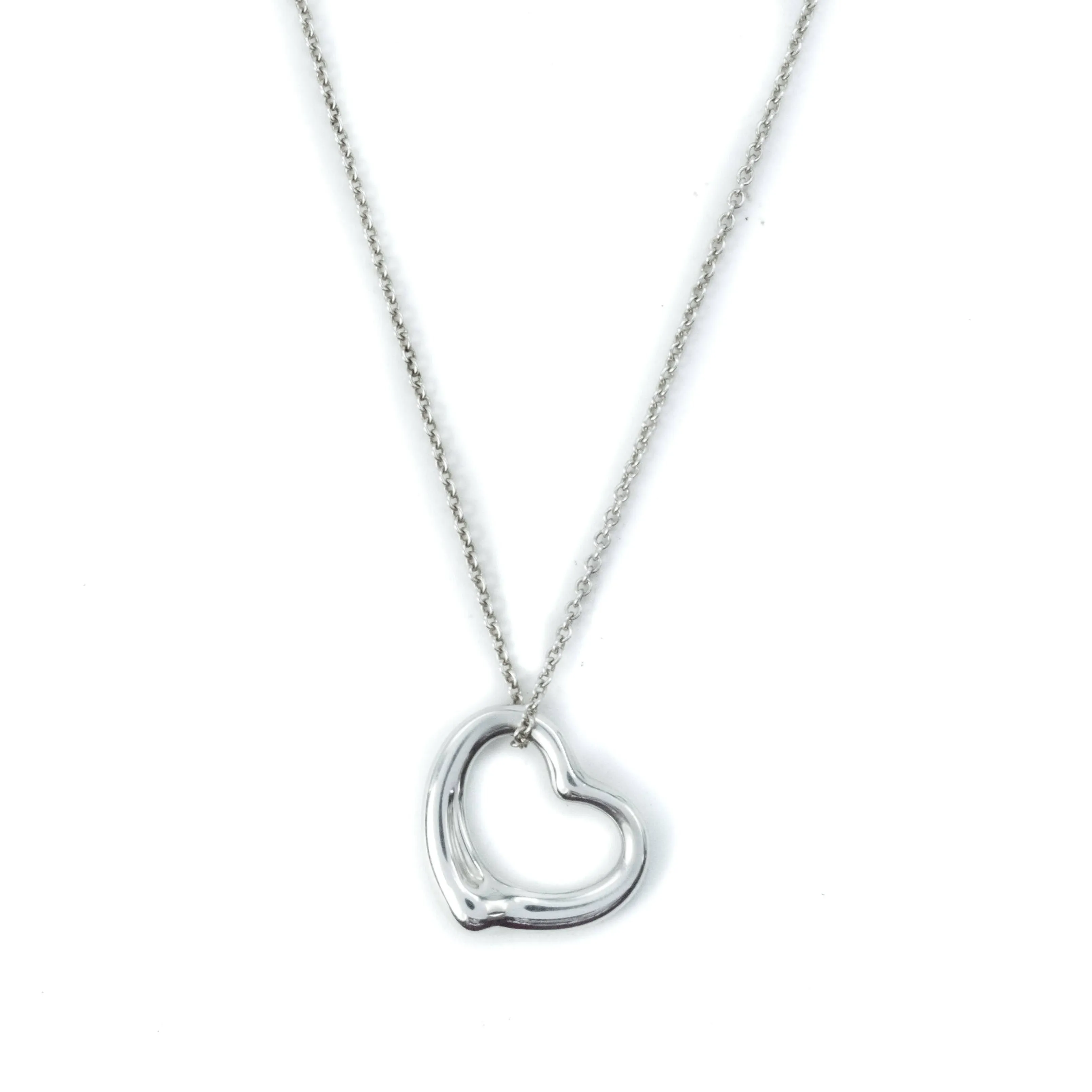 Tiffany & Co Elsa Peretti Open Heart 22mm Pendant Sterling Silver Necklace - 16"