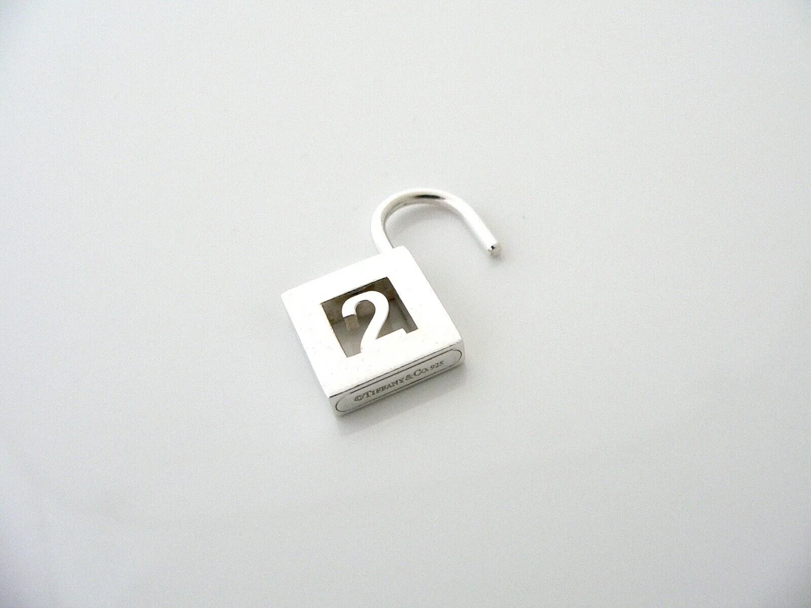 Tiffany & Co Silver Number Two 2 Padlock Pendant Charm Gift Love Personalized