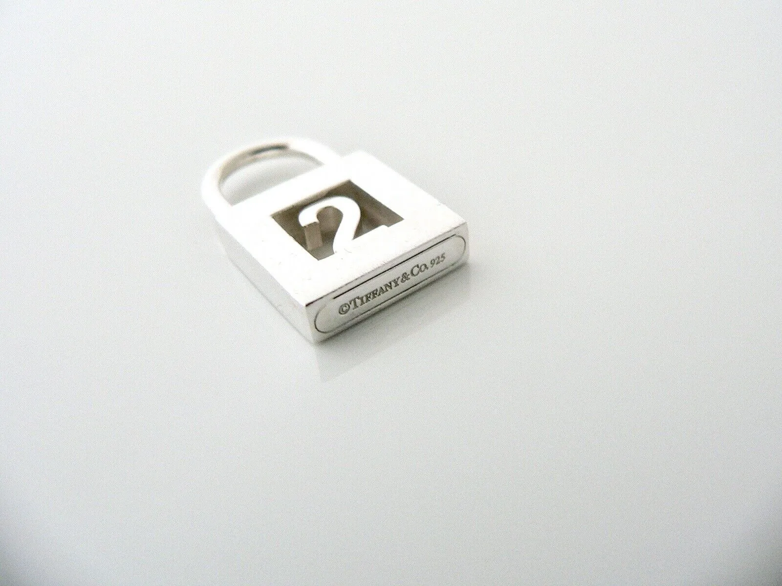 Tiffany & Co Silver Number Two 2 Padlock Pendant Charm Gift Love Personalized
