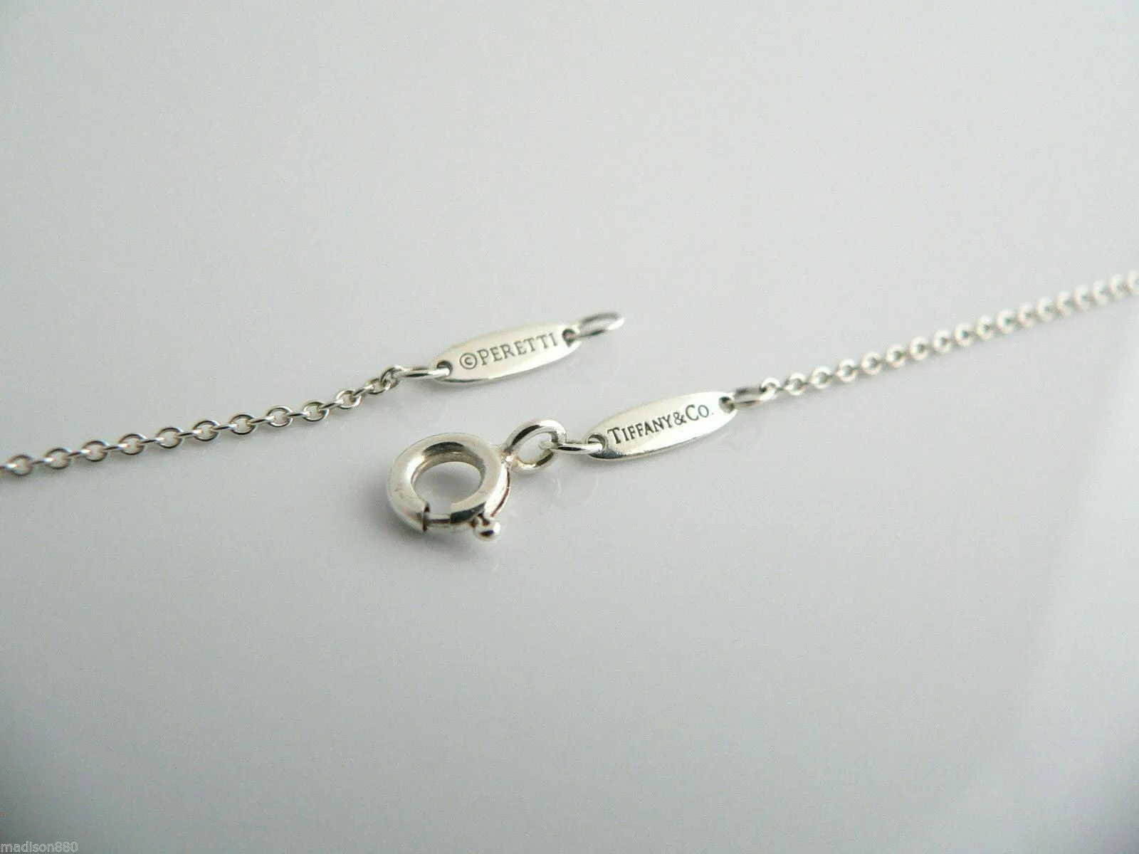 Tiffany & Co Silver Peretti Alphabet O Necklace Pendant 18 In Chain Medium Size