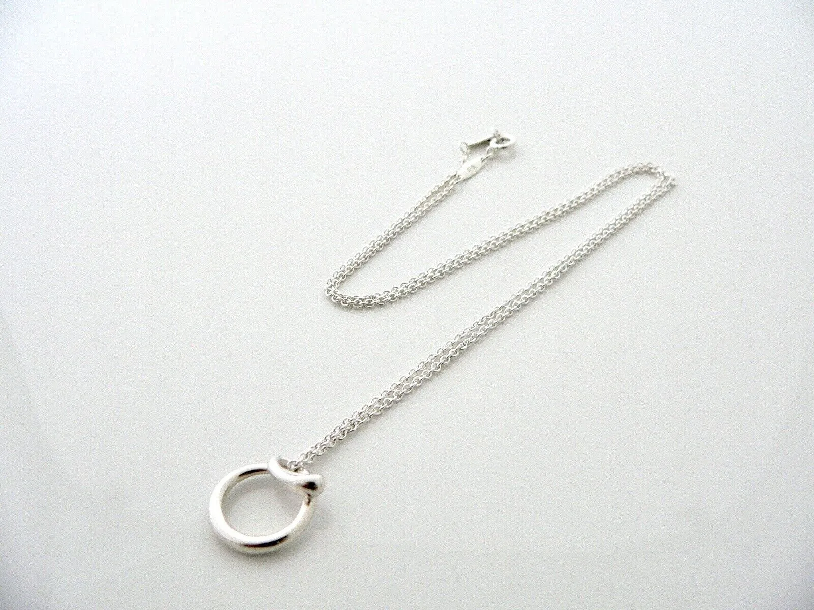 Tiffany & Co Silver Peretti Alphabet O Necklace Pendant 18 In Chain Medium Size