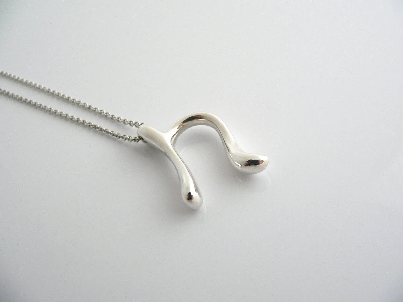 Tiffany & Co Silver Peretti Large Huge Alphabet N Necklace Pendant 20 Inch Gift