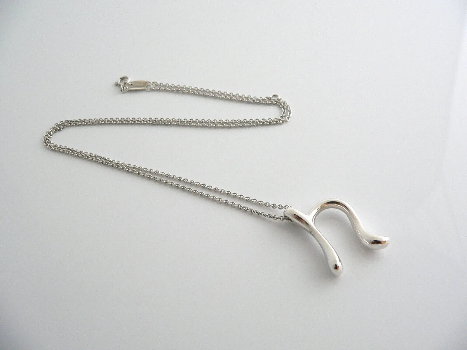 Tiffany & Co Silver Peretti Large Huge Alphabet N Necklace Pendant 20 Inch Gift