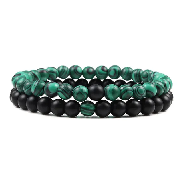 Tiger Eye Beaded Lava Stone Couple Bracelets