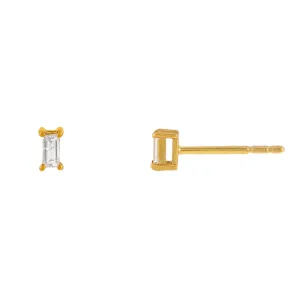 Tiny Diamond Baguette Stud Earring 14K