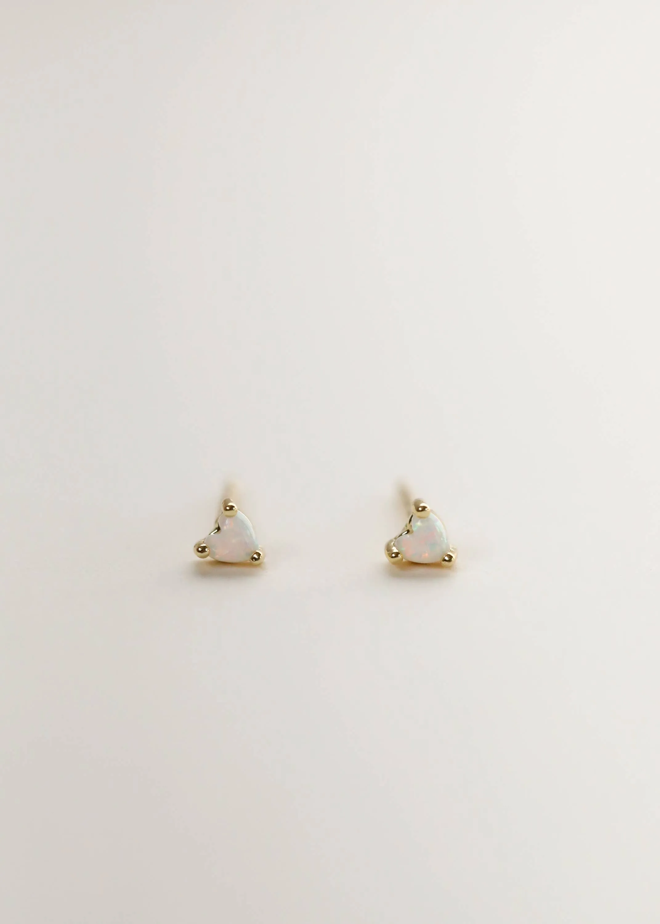 Tiny White Opal Heart Earrings