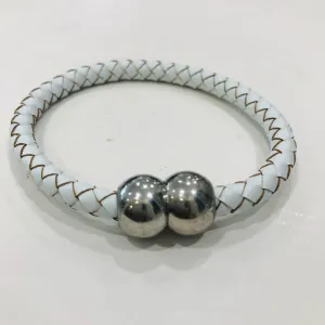 TM. Leather Plait Two Ball Bracelet