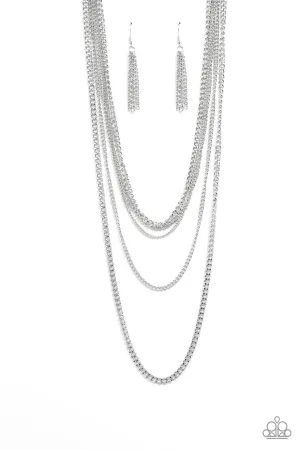 Top of the Food Chain - Silver - Chain Tiered Paparazzi Short Necklace