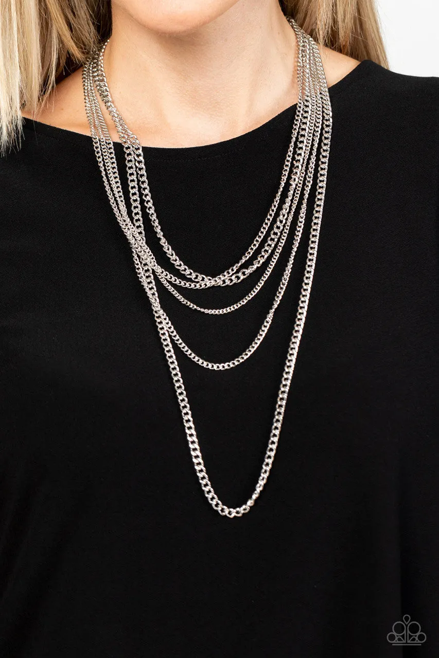 Top of the Food Chain - Silver - Chain Tiered Paparazzi Short Necklace