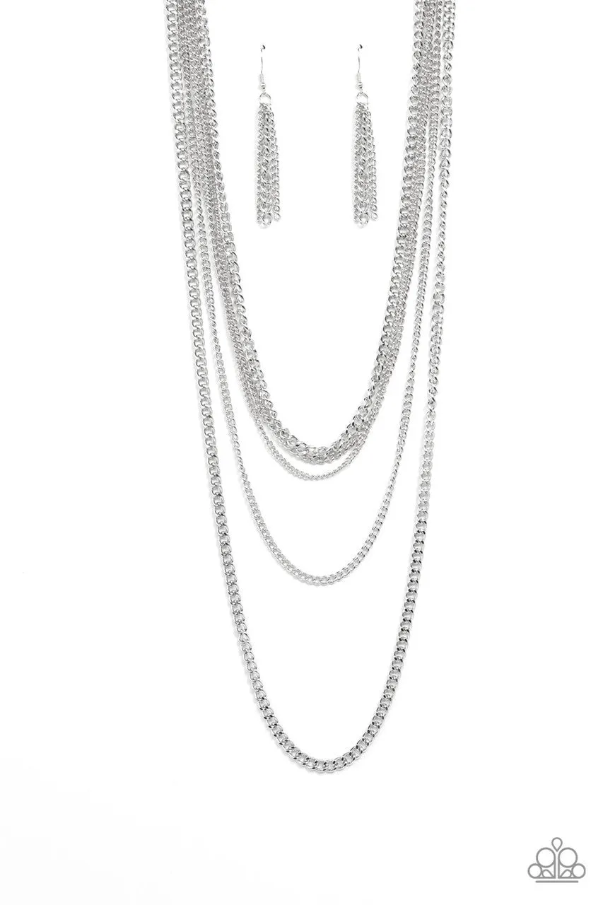 Top of the Food Chain - Silver - Chain Tiered Paparazzi Short Necklace