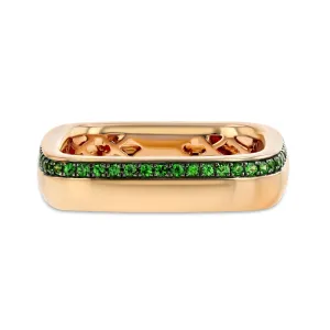 Tsavorites and Rose Gold Square Ring