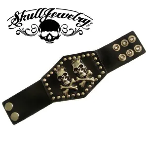'Two Tickets To Paradise' Skull Bracelet w/Studs (ba021)