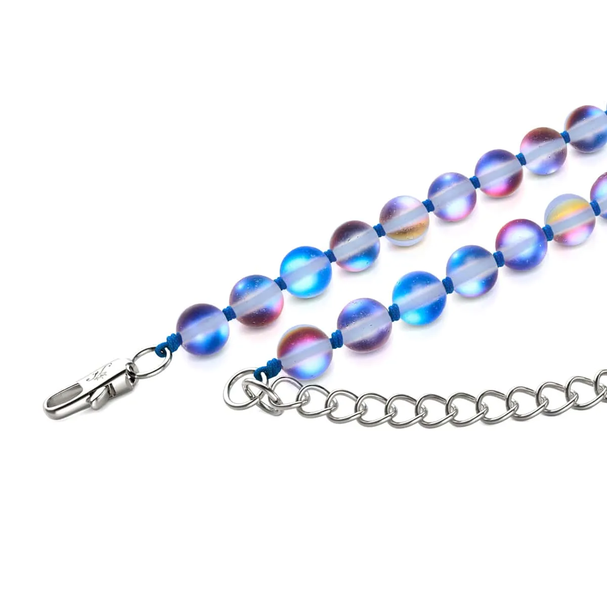 Unicorn Blue | Silver | Mermaid Glass Knotted Necklace