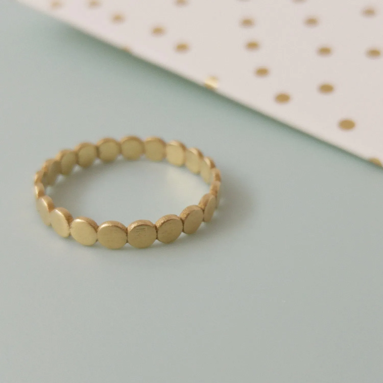 Unique Wedding Ring, Flat circles wedding band, 14k gold wedding ring, gold wedding band , Simple wedding ring, gold dotted wedding ring