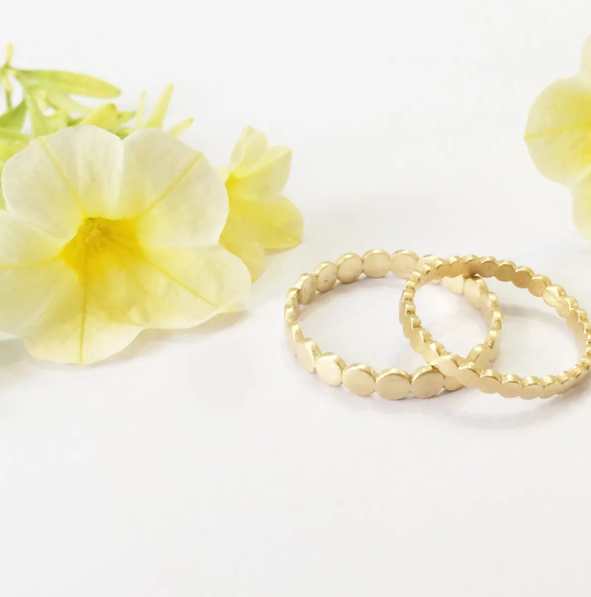 Unique Wedding Ring, Flat circles wedding band, 14k gold wedding ring, gold wedding band , Simple wedding ring, gold dotted wedding ring