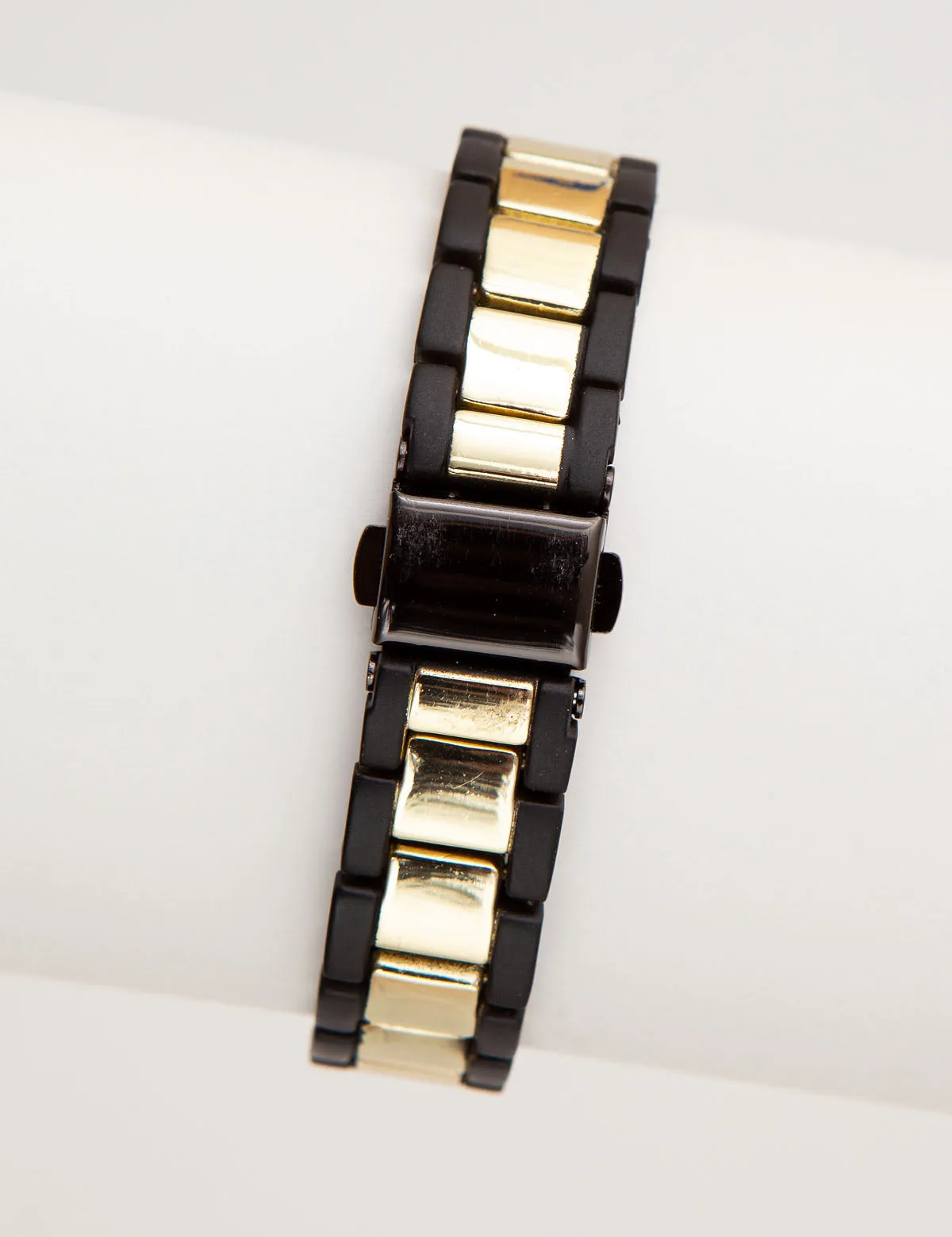 USPA WOMEN'S RHINESTONE, BLACK & GOLD TONE WATCH