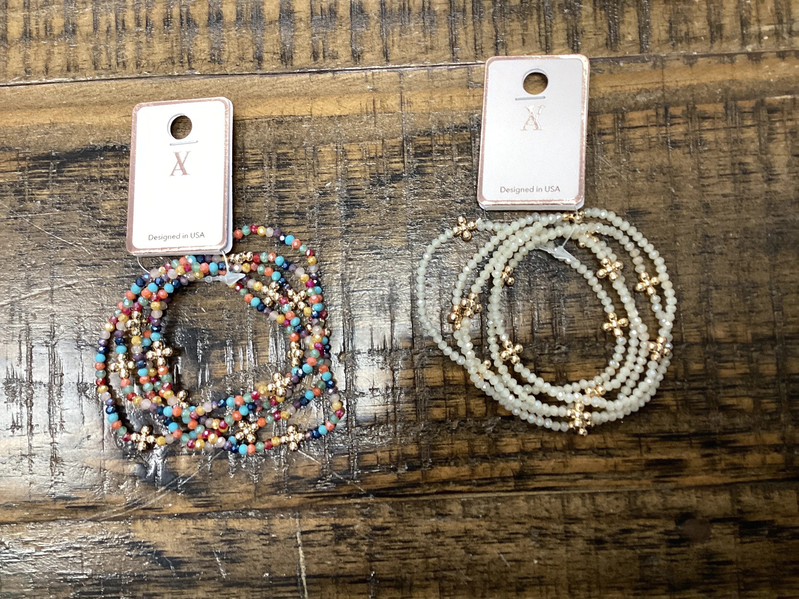 VA multi layer bracelet in natural and multicolored