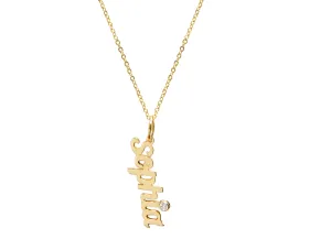 Vertical Diamond Script Nameplate Necklace