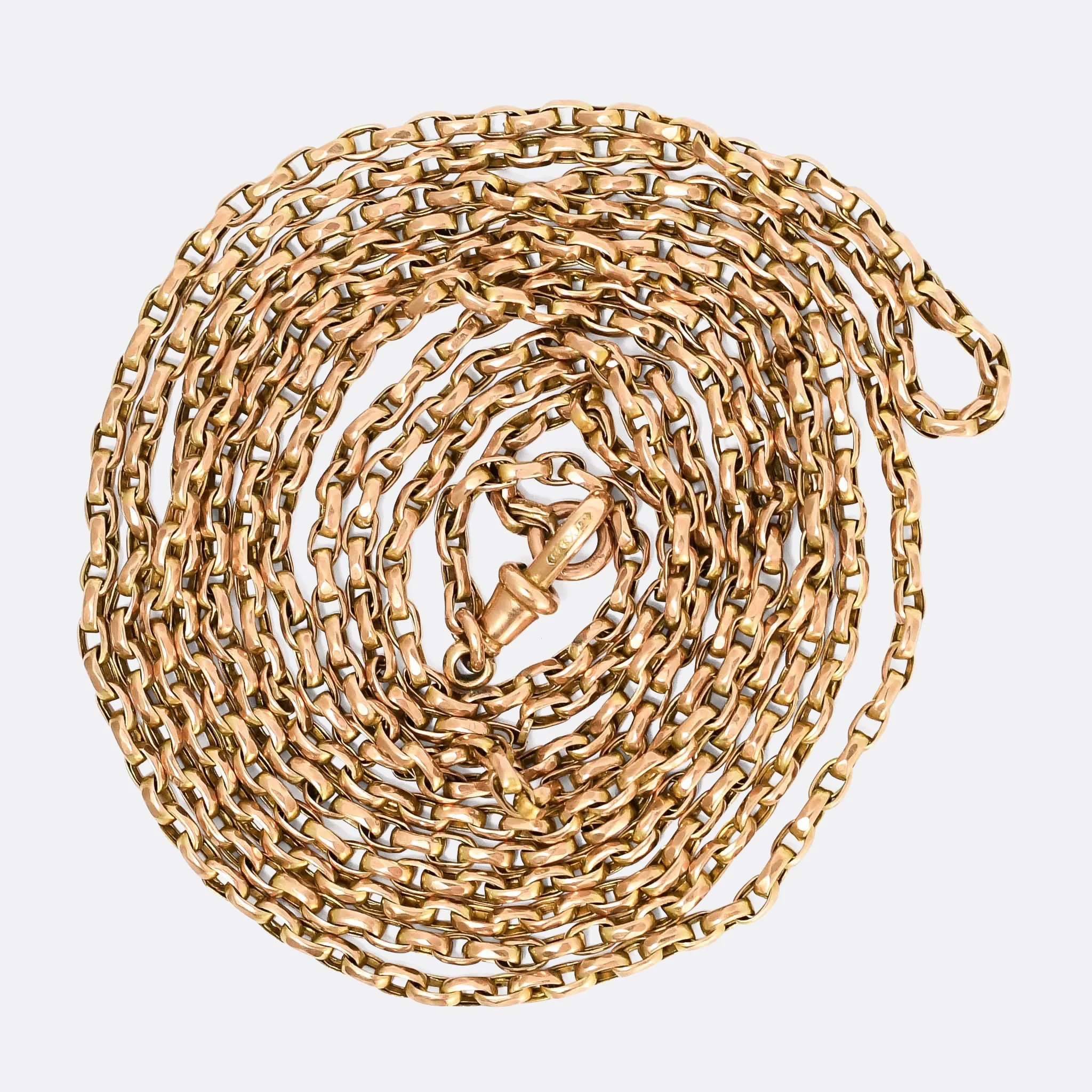 Victorian 9k Gold Guard Chain Necklace, 58"