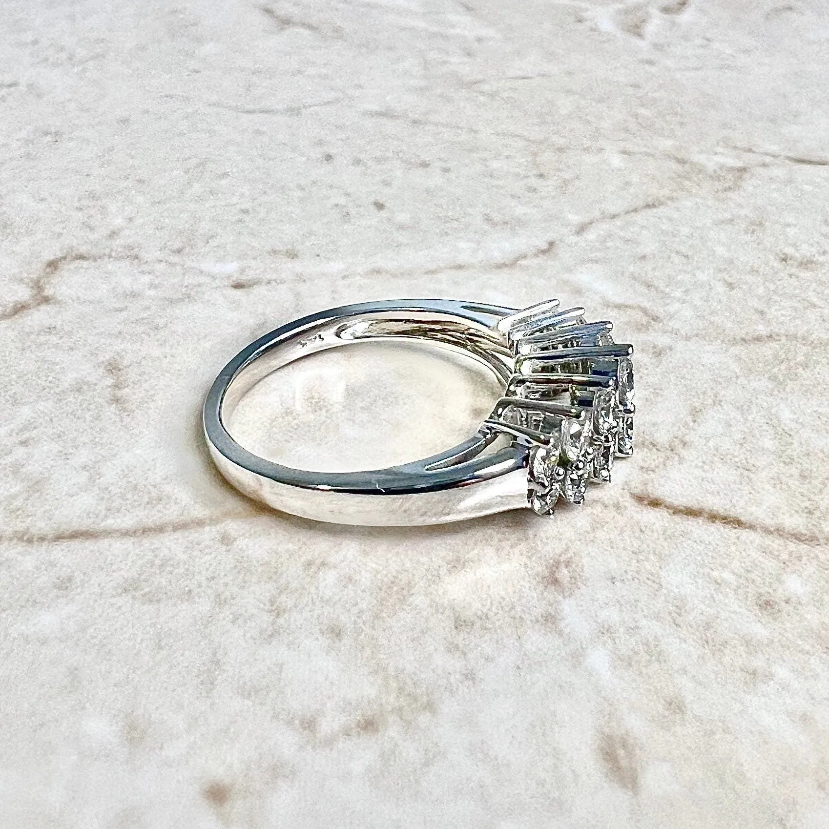 Vintage 14 Karat White Gold Double Row 1 Carat Diamond Ring