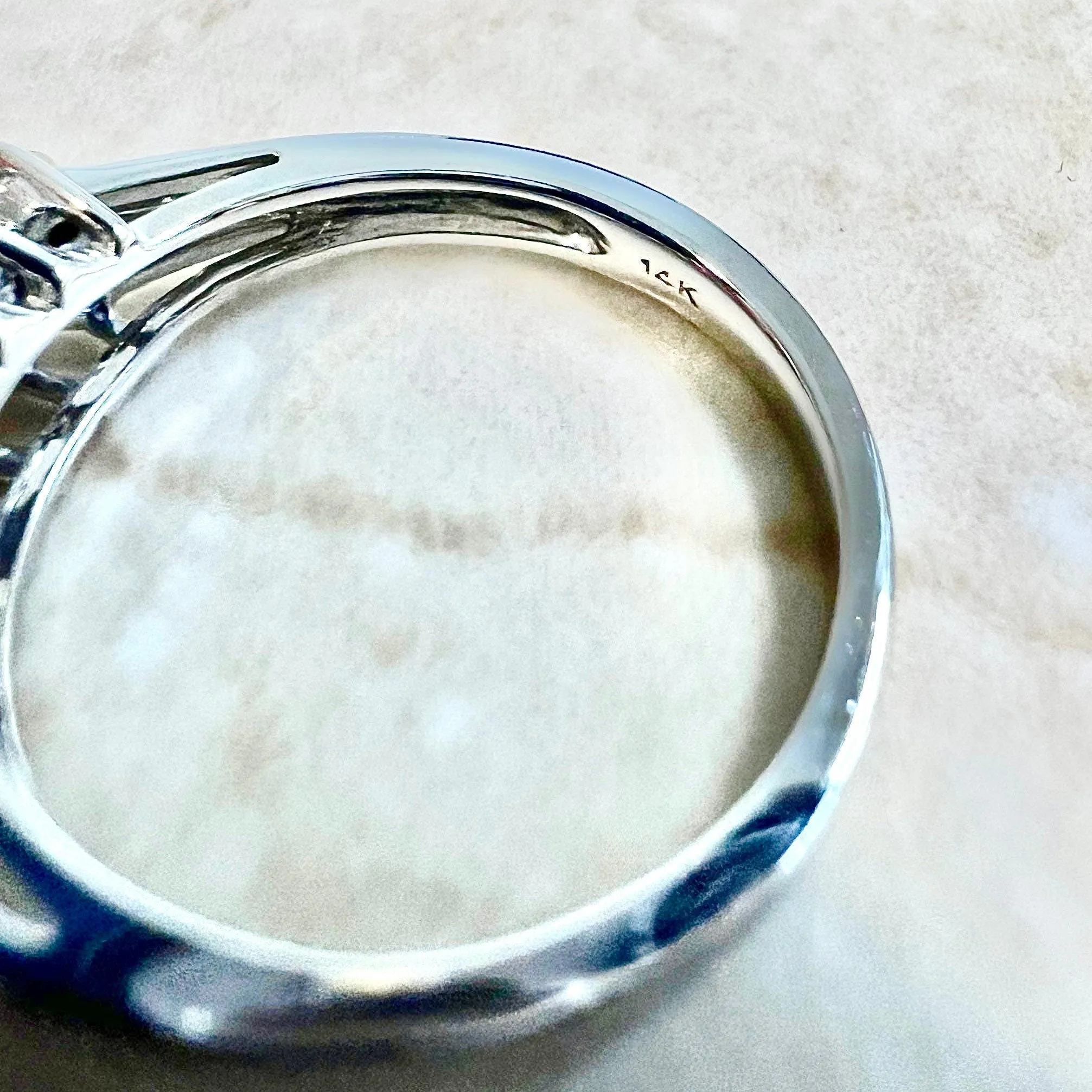 Vintage 14 Karat White Gold Double Row 1 Carat Diamond Ring