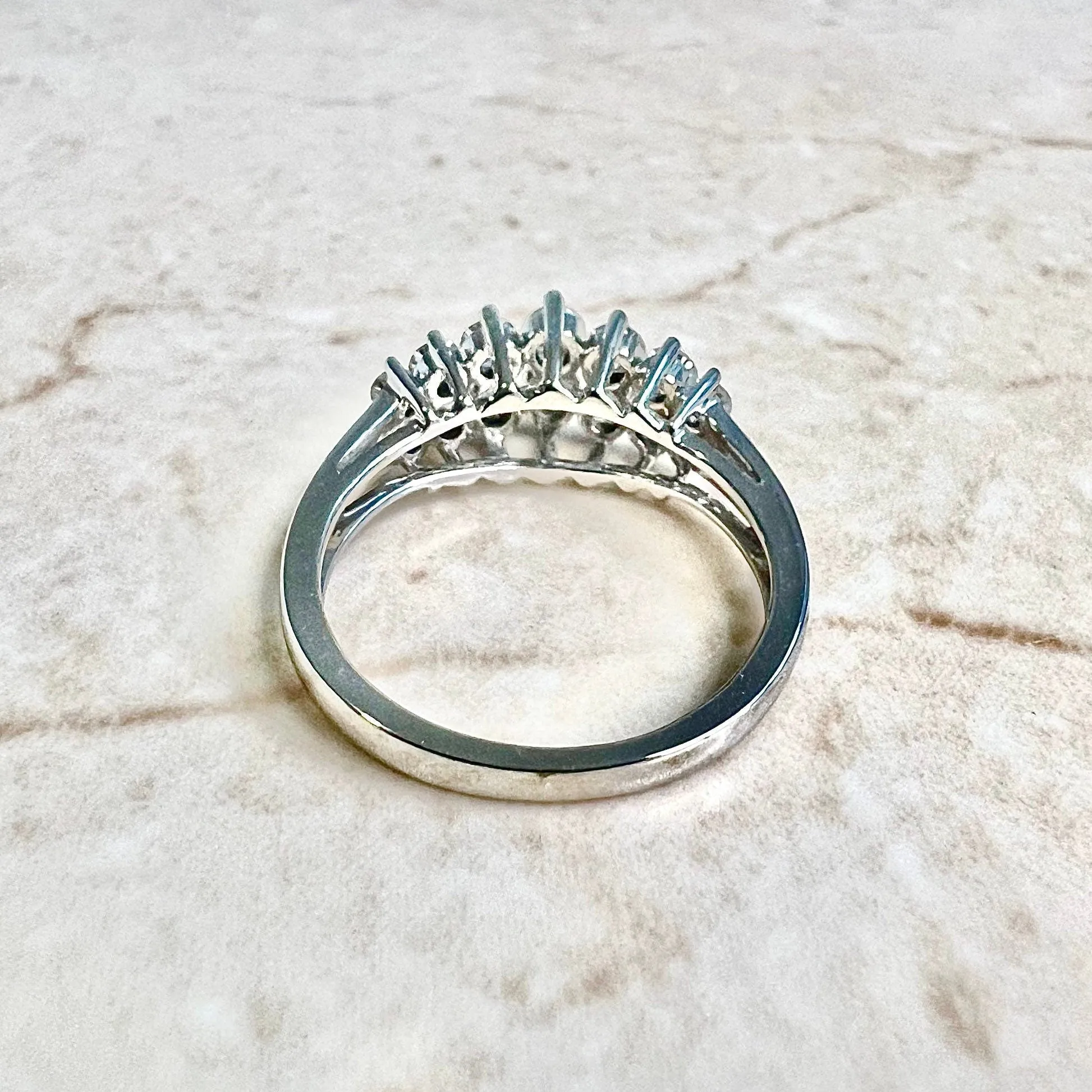 Vintage 14 Karat White Gold Double Row 1 Carat Diamond Ring
