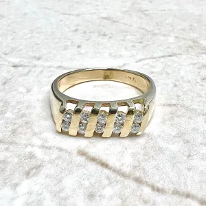 Vintage 14 Karat Yellow Gold Double Row 0.20 Carat Diamond Band Ring