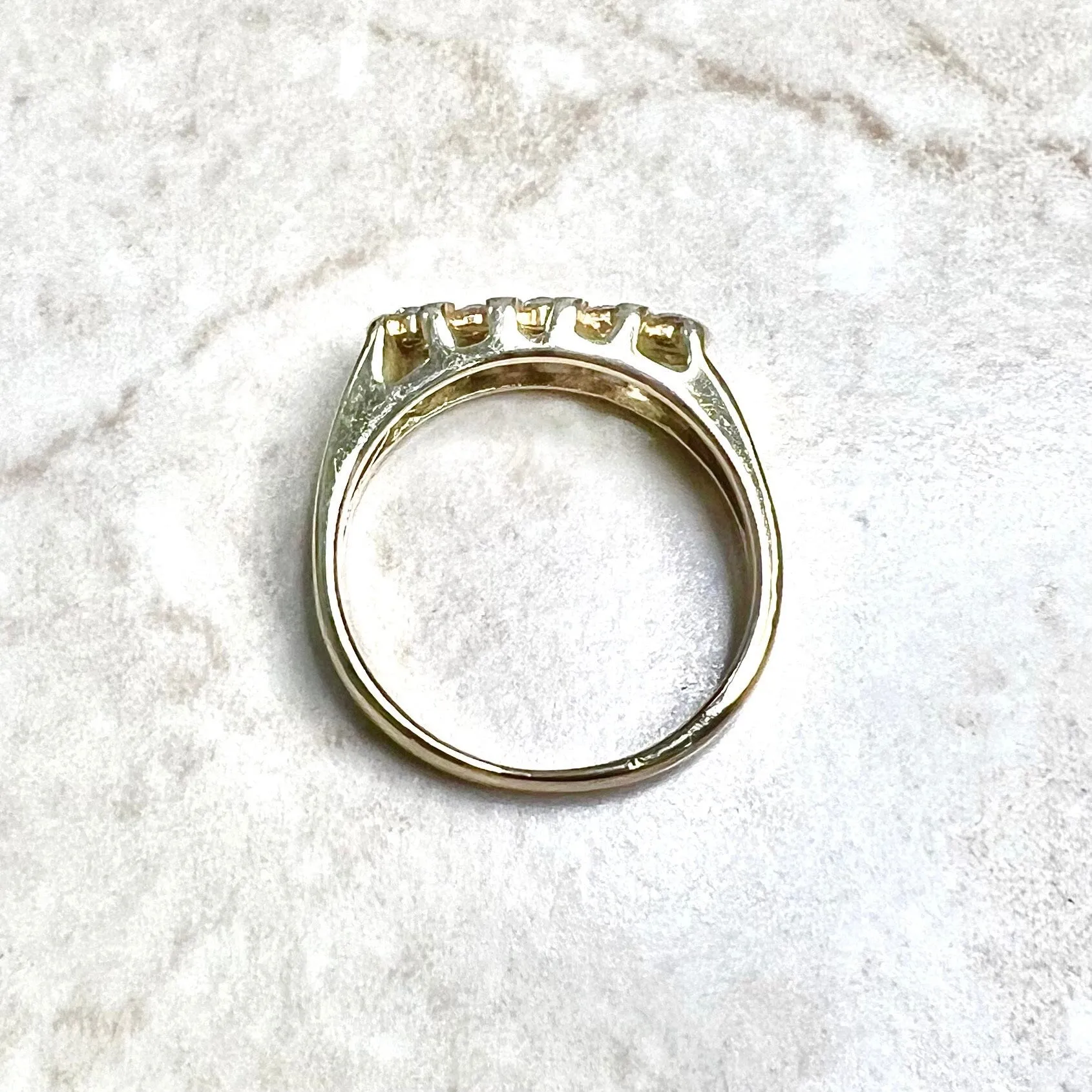 Vintage 14 Karat Yellow Gold Double Row 0.20 Carat Diamond Band Ring