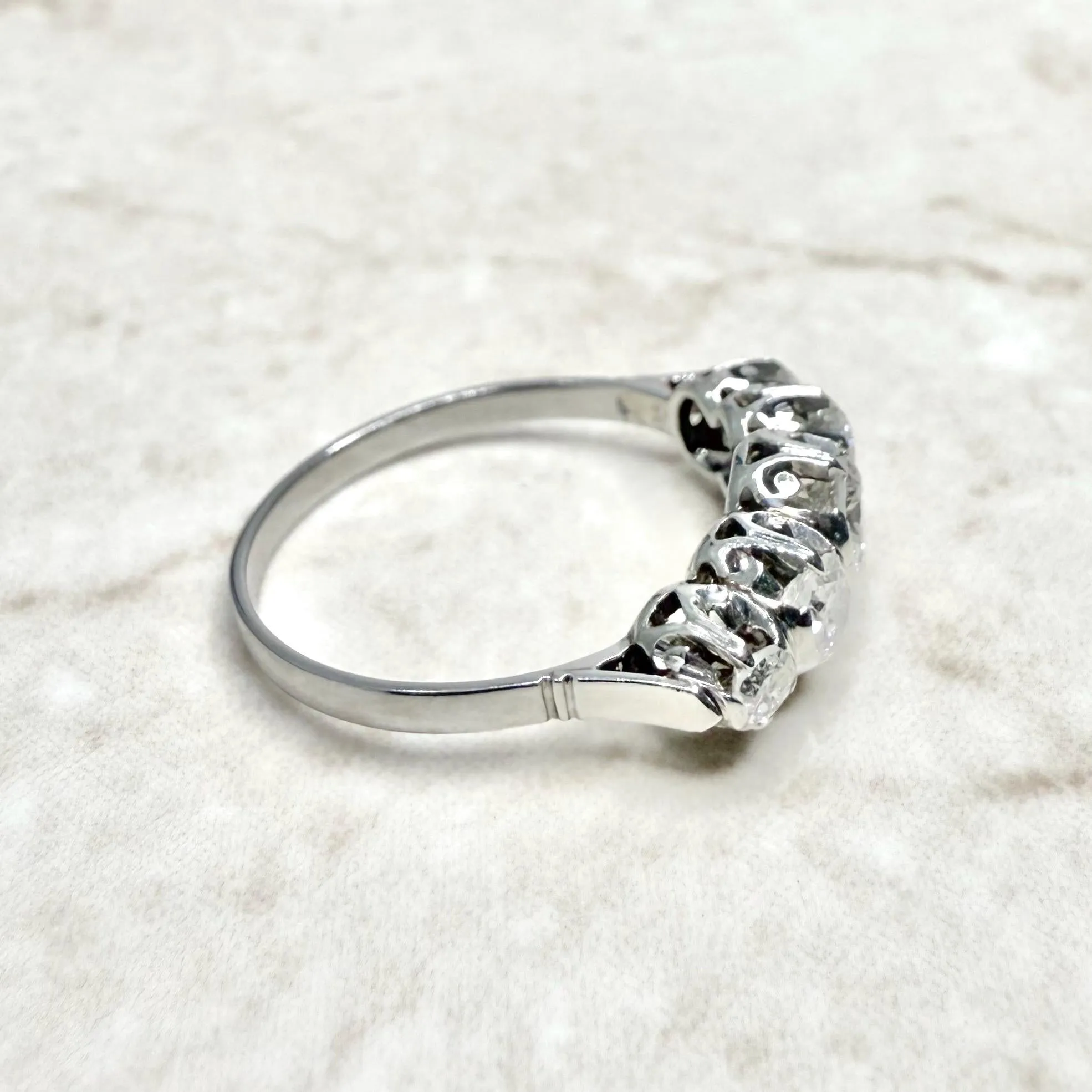 Vintage 1940’s Platinum 0.90 Carat Diamond 5-Stone Ring