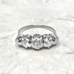 Vintage 1940’s Platinum 0.90 Carat Diamond 5-Stone Ring