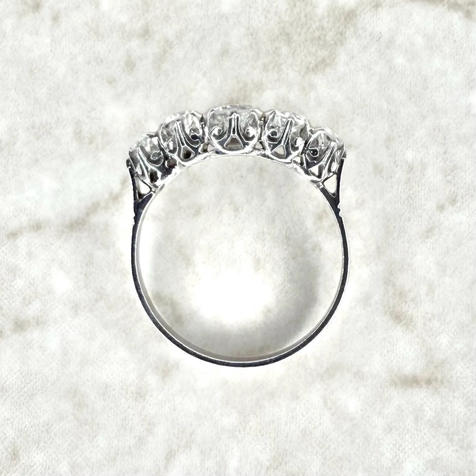 Vintage 1940’s Platinum 0.90 Carat Diamond 5-Stone Ring