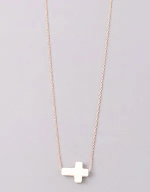 Vintage Snoot Cross Necklace in RoseGold/Ivory