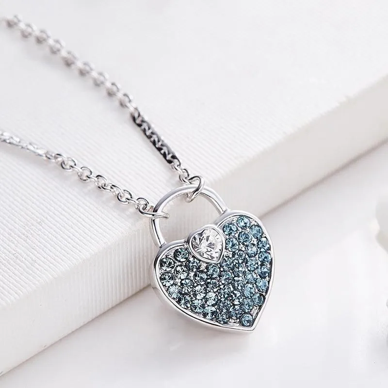 Warme Farben Amazing Crystal From Stevvex Necklace Elegant Women Heart Lock Inlaid Modern Rhinestone Pendant Necklace Fine Jewelry Epic Choker Necklace