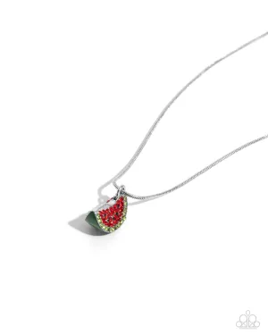Watermelon Wardrobe - Red - Rhinestone Fruit Paparazzi Short Necklace