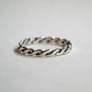 Wedding ring, stacking ring, boho ring, thin ring, dainty ring, silver ring, braided ring, skinny ring, unique band for her - Our Life R2280