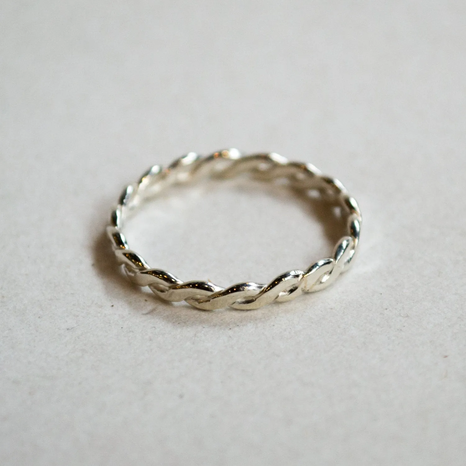 Wedding ring, stacking ring, boho ring, thin ring, dainty ring, silver ring, braided ring, skinny ring, unique band for her - Our Life R2280