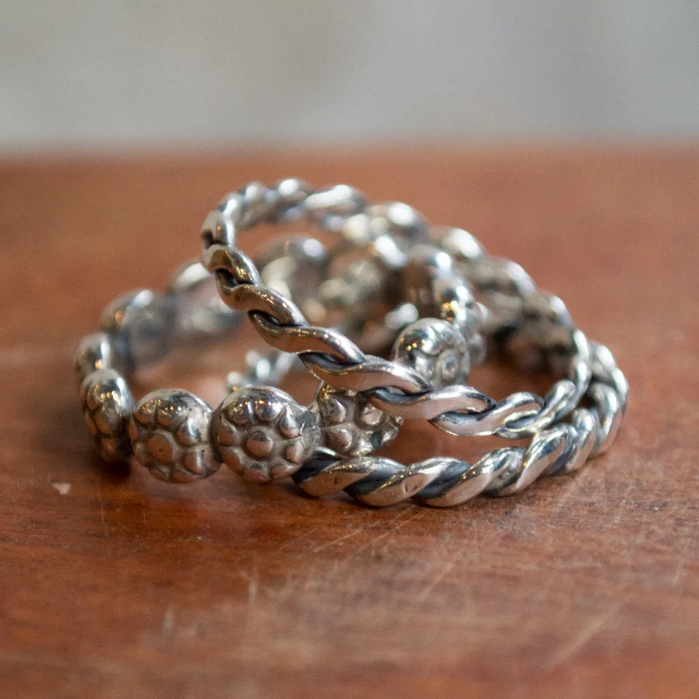 Wedding ring, stacking ring, boho ring, thin ring, dainty ring, silver ring, braided ring, skinny ring, unique band for her - Our Life R2280