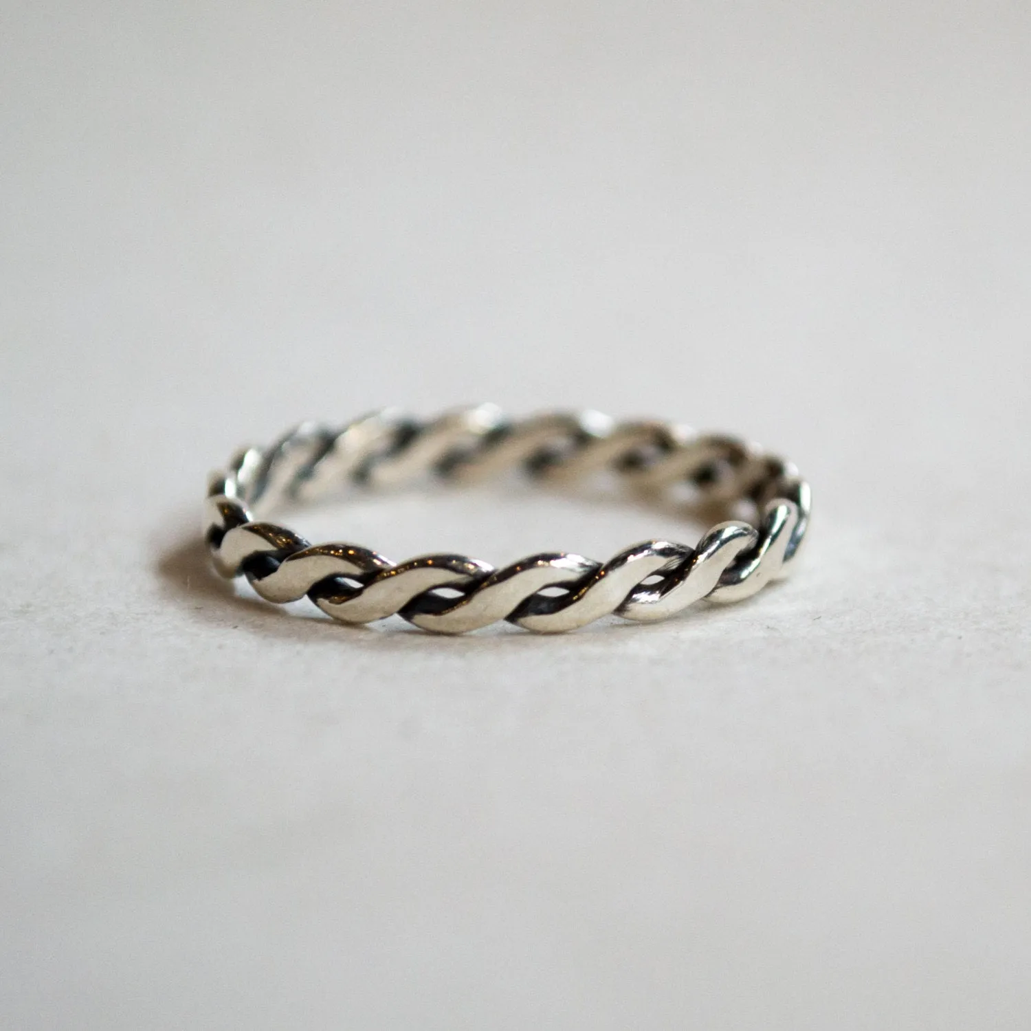 Wedding ring, stacking ring, boho ring, thin ring, dainty ring, silver ring, braided ring, skinny ring, unique band for her - Our Life R2280