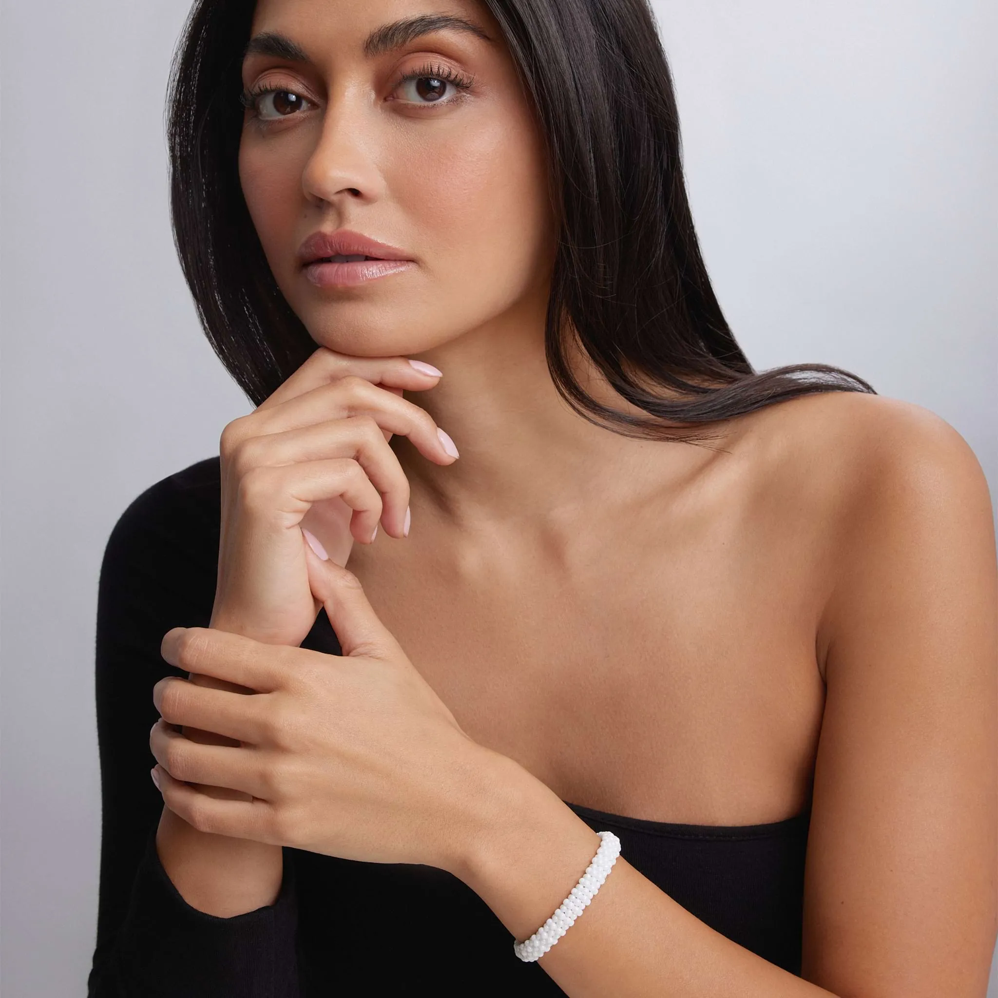 White Caviar White Ceramic Beaded Bracelet | 9mm