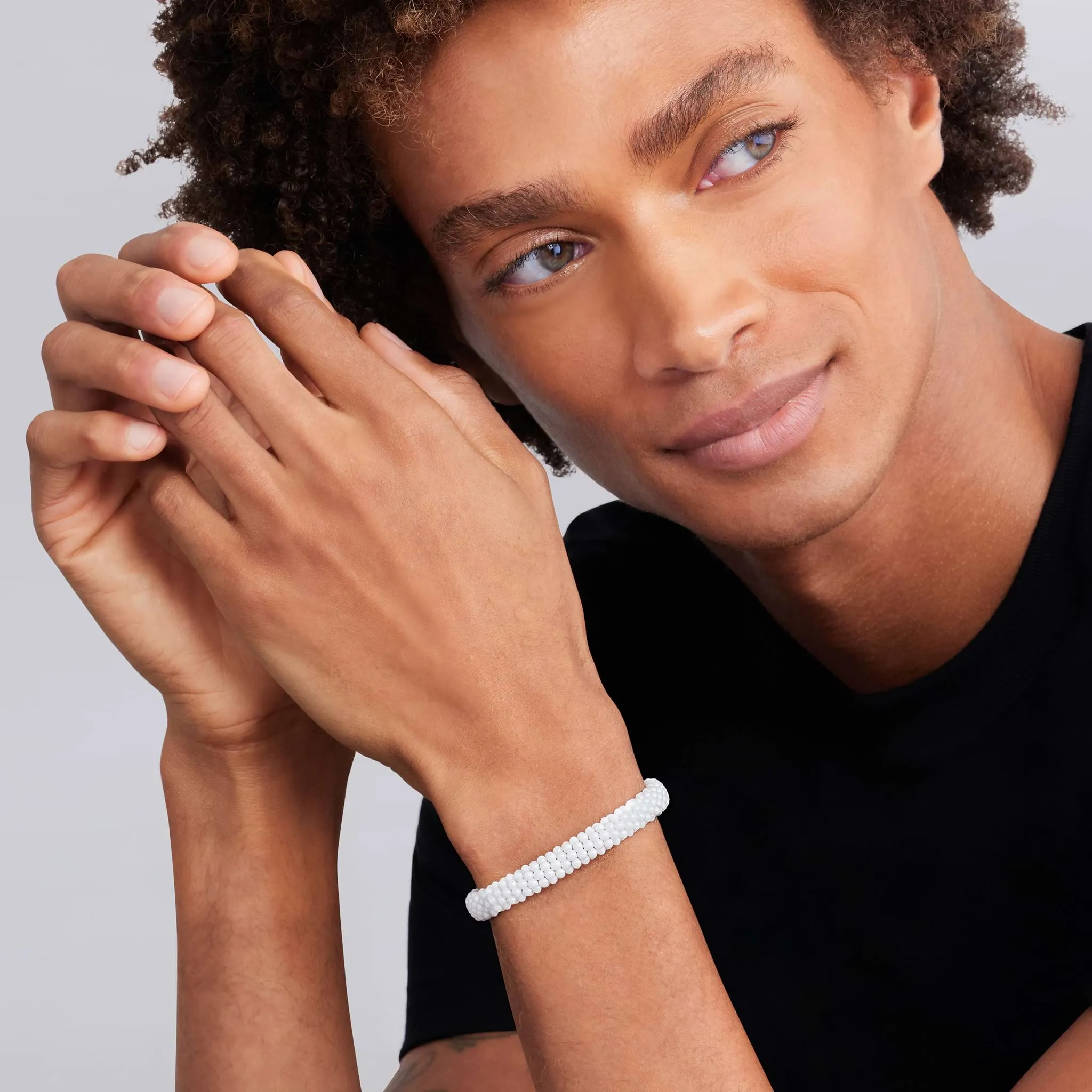 White Caviar White Ceramic Beaded Bracelet | 9mm